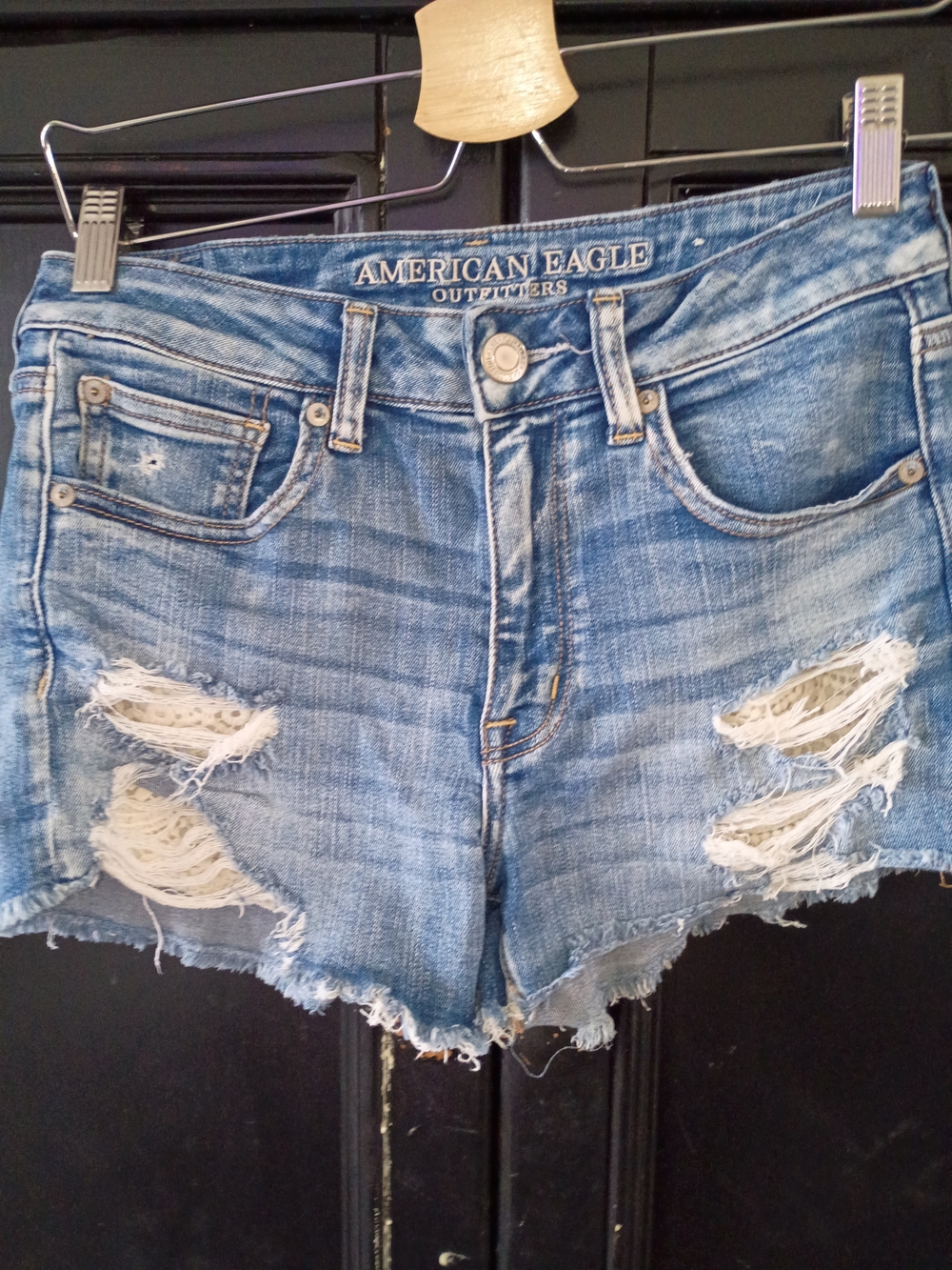 American Eagle Outfitters Light Blue Ripped Denim Cutoff Shorts